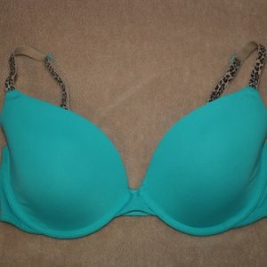 Victoria’s Secret PINK blue and cheetah strap bra